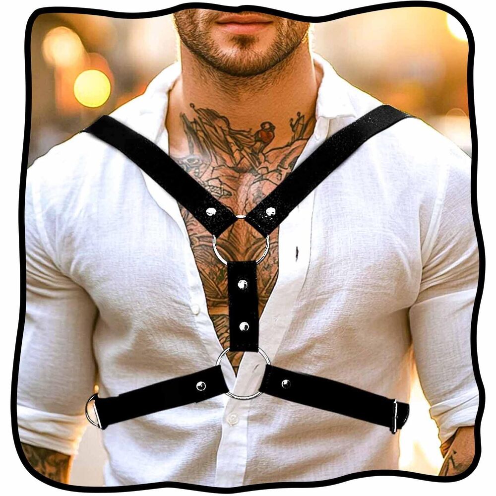 7452 Chest Harness Black Leather Punk Adjustable Belt Rave Body Accessory